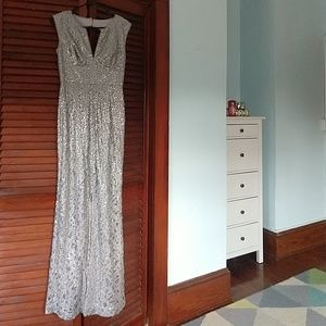 Silver Sequin open back gown